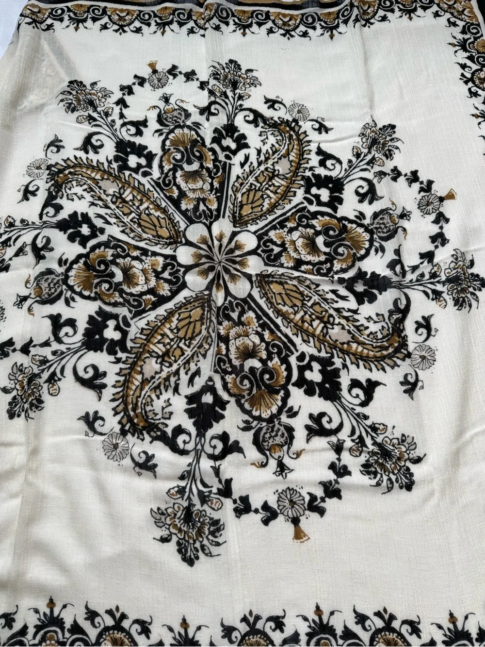 J. Jill Cream, Black & Gold Floral Headscarf
